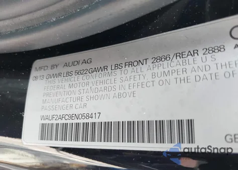 2014 Audi S6 4.0T Prestige из США, поврежденный, VIN WAUF2AFC9EN058417